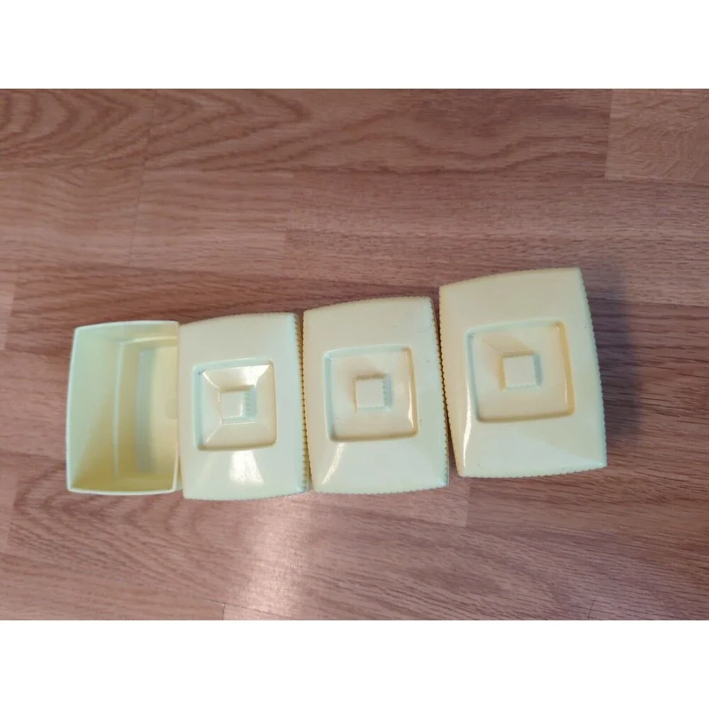 Clarolyte Plastic Baby Caddy Vanity Set Yellow Vintage Lotion Swabs Cotton Pins
